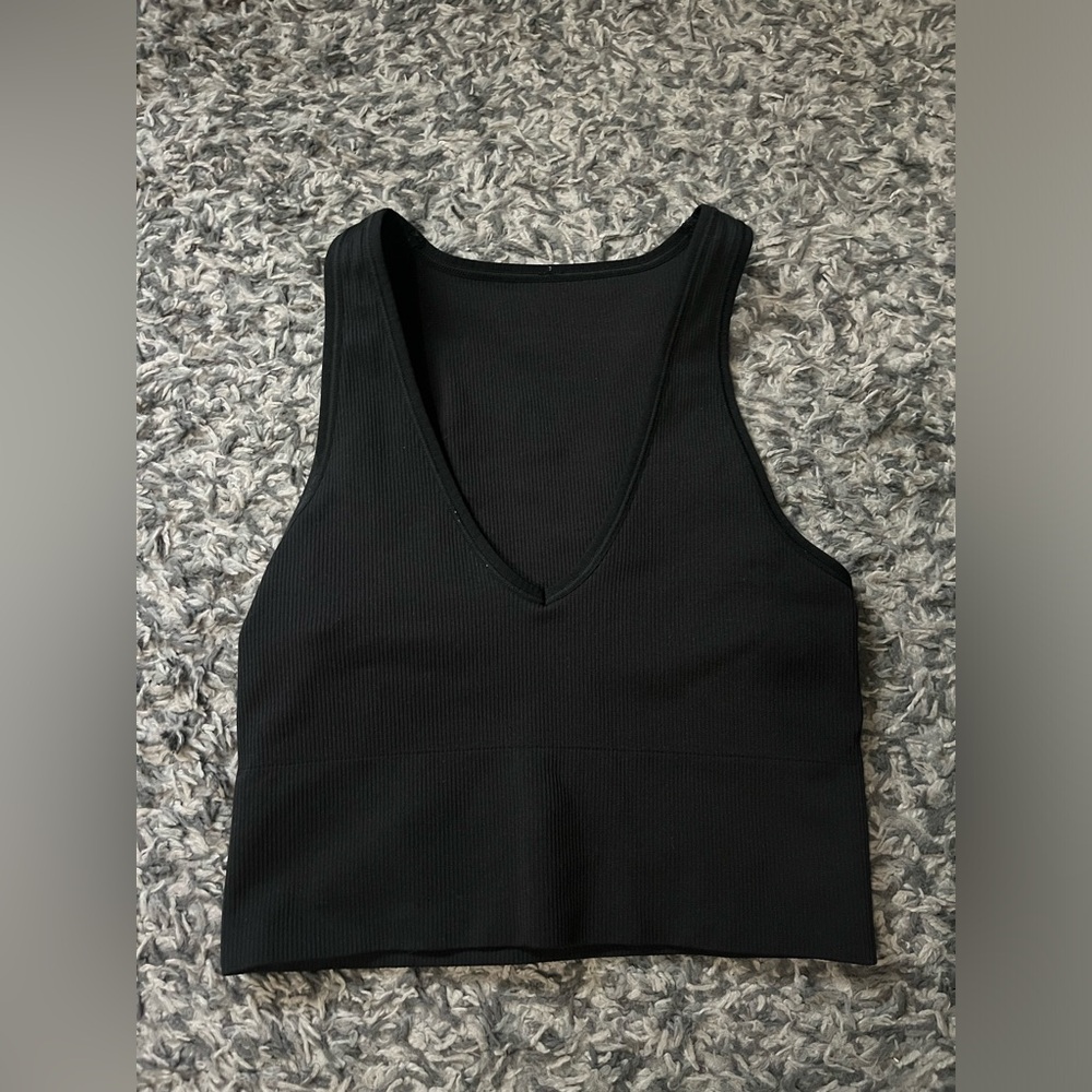 Athleta Aurora Seamless Crop Rib Tank Black Size XS